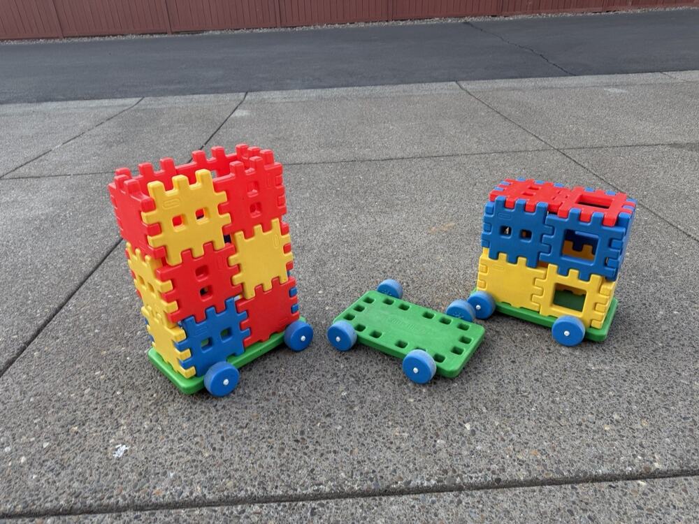 Vintage Little Tikes 8" Waffle Blocks'N Wheels - Large Lot + 3 Bases